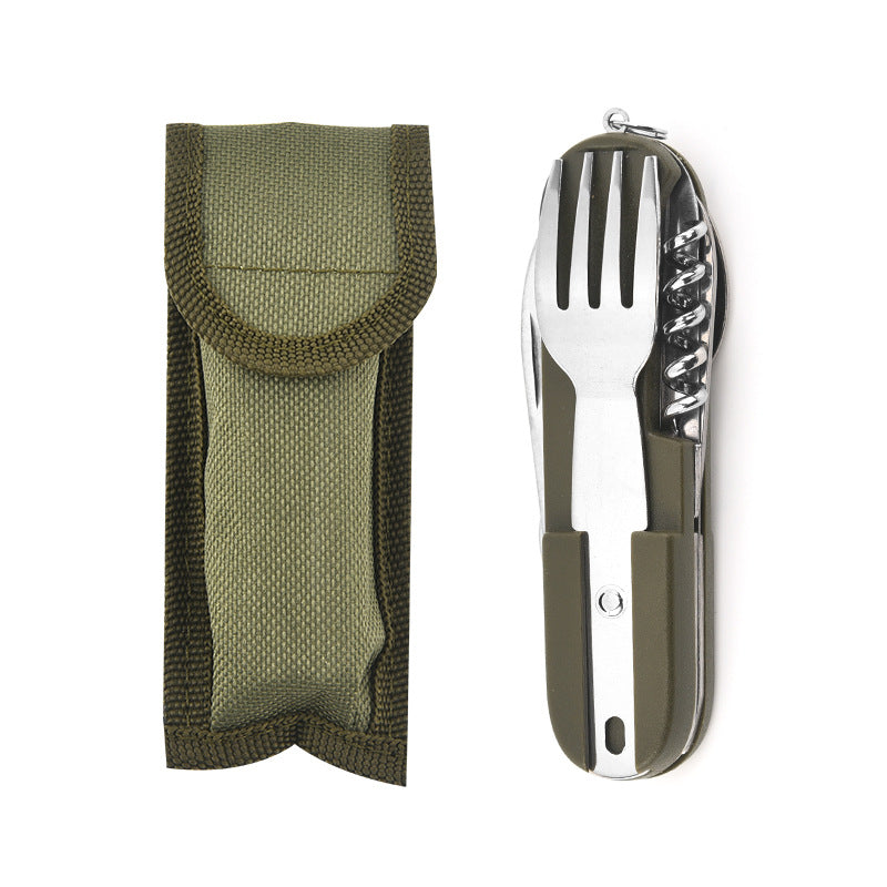 Teron 7-in-1 Foldable Stainless Steel Camp Tool – Fork, Spoon & Knife