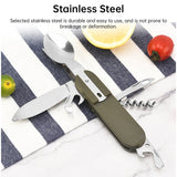 Teron 7-in-1 Foldable Stainless Steel Camp Tool – Fork, Spoon & Knife
