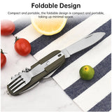 Teron 7-in-1 Foldable Stainless Steel Camp Tool – Fork, Spoon & Knife