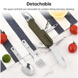 Teron 7-in-1 Foldable Stainless Steel Camp Tool – Fork, Spoon & Knife